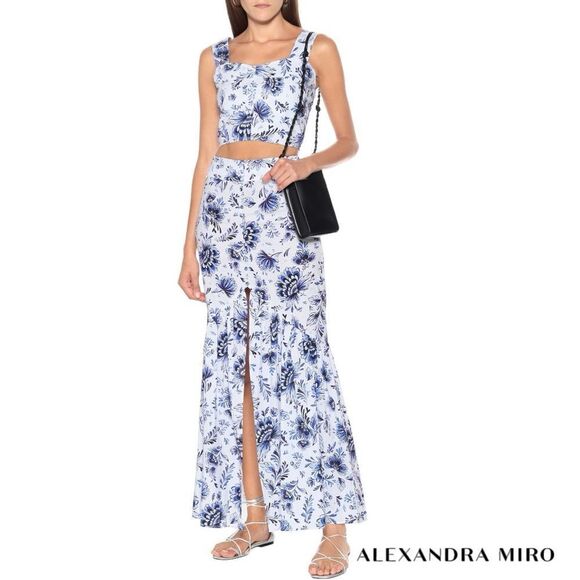 ALEXANDRA MIRO **NWT** Delliah China Blue Floral Print Cotton Skirt -my Theresa - Picture 1 of 10